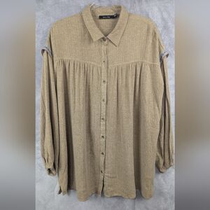 Doe & Rae Size Medium NWT Boho Tan Button Down Shirt
